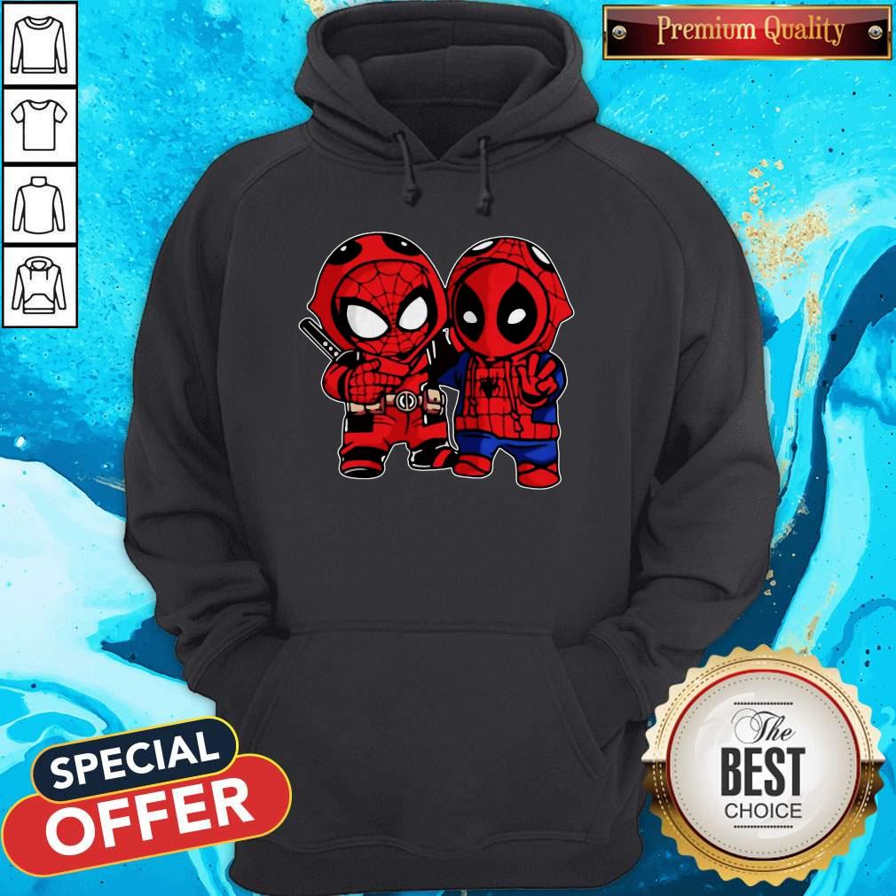 Happy Baby Deadpool And Baby Spider Man Shirt