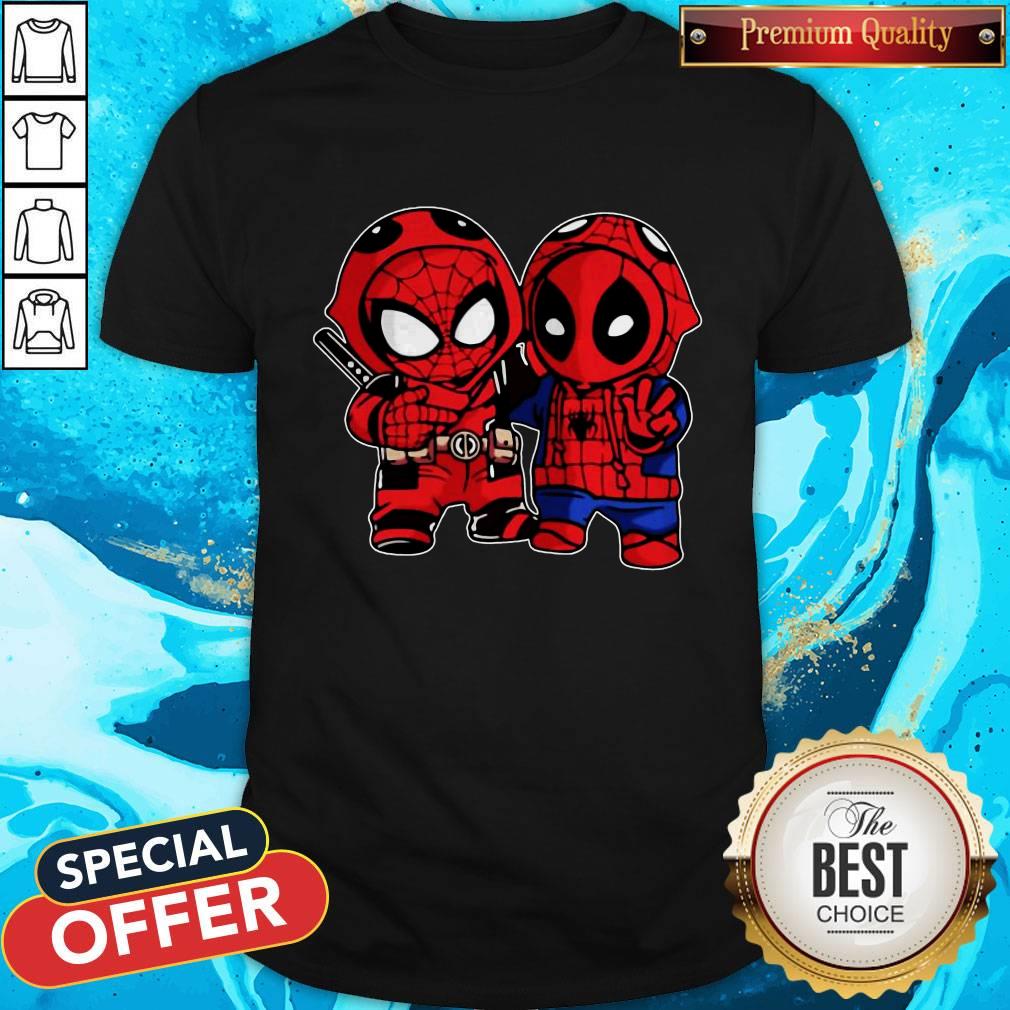 Happy Baby Deadpool And Baby Spider Man Shirt