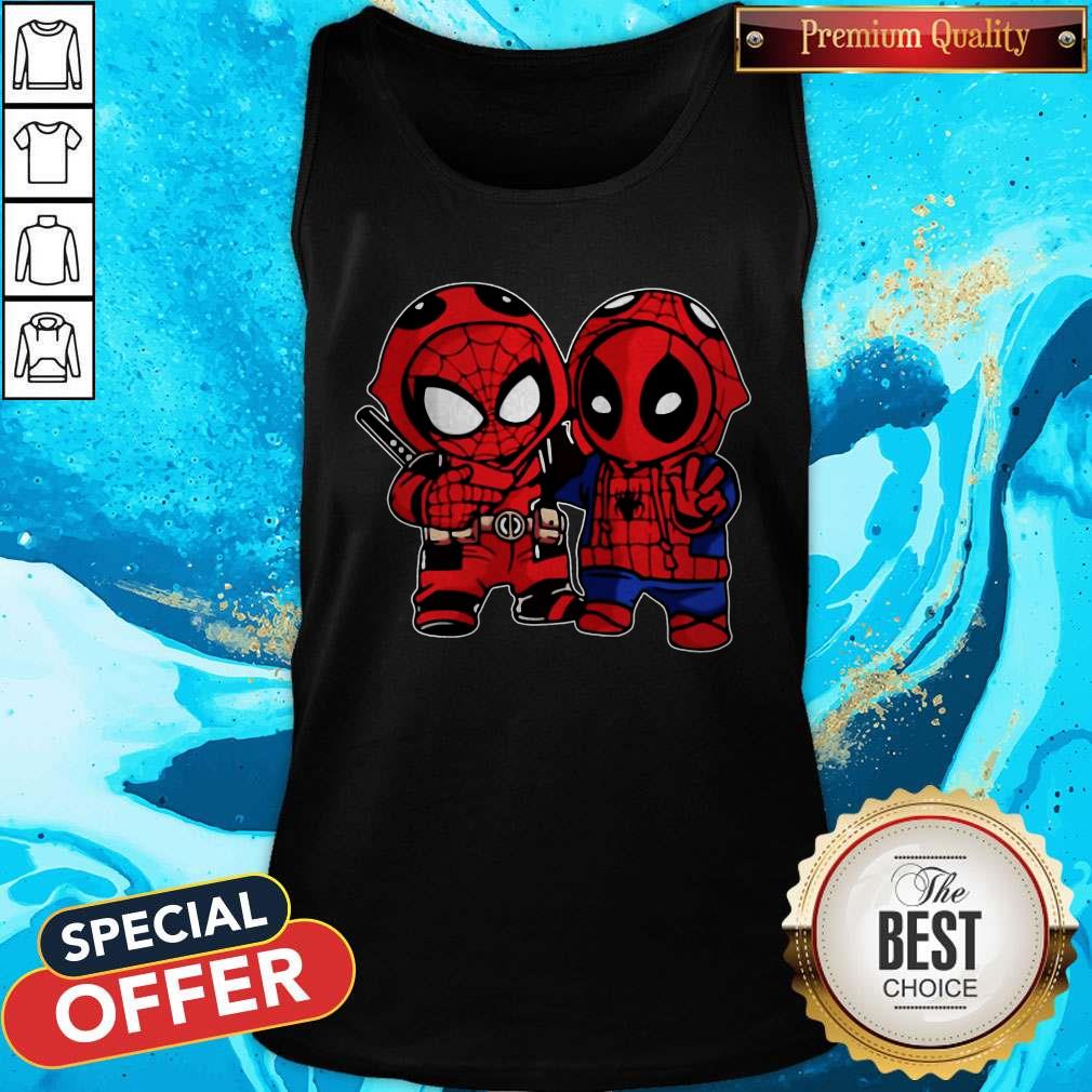 Happy Baby Deadpool And Baby Spider Man Shirt