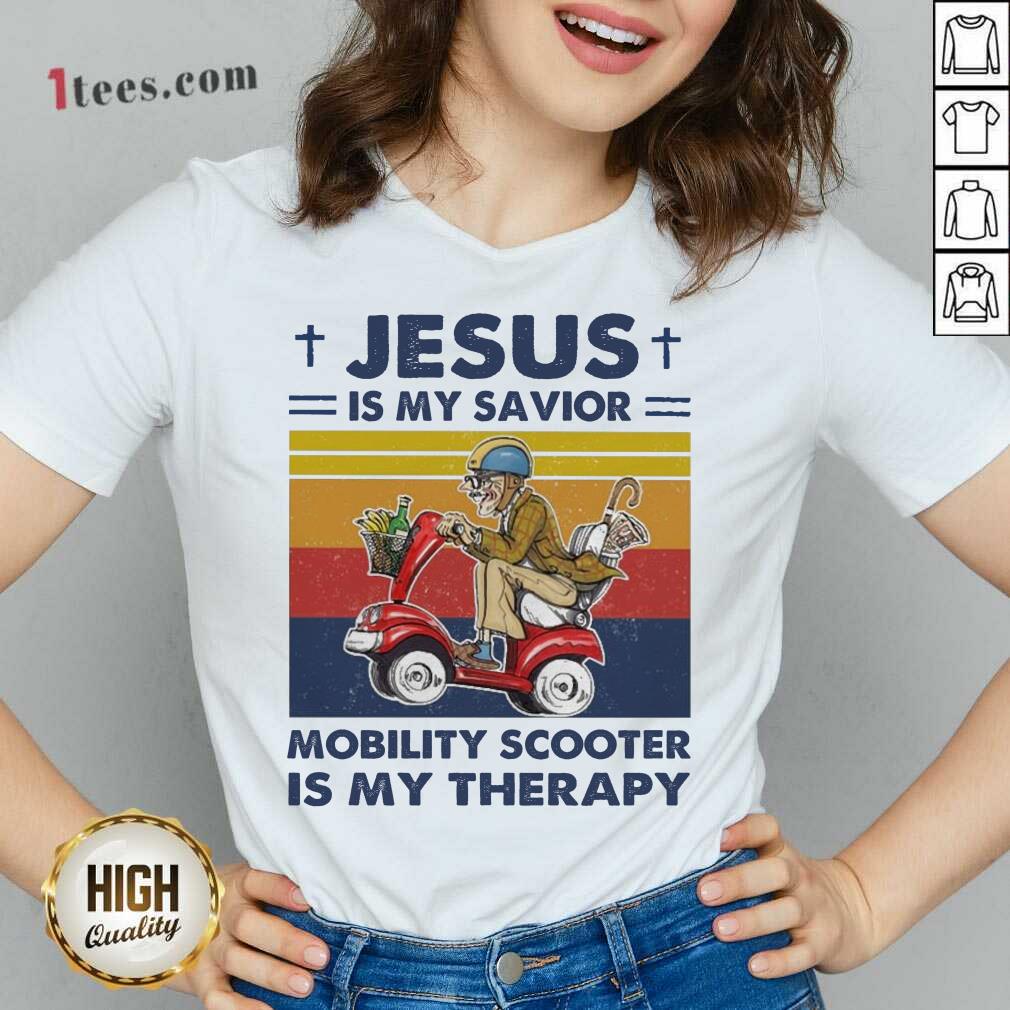 Happy Jesus Is My Savior Mobility Scooter Is My Therapy Vintage Shirt