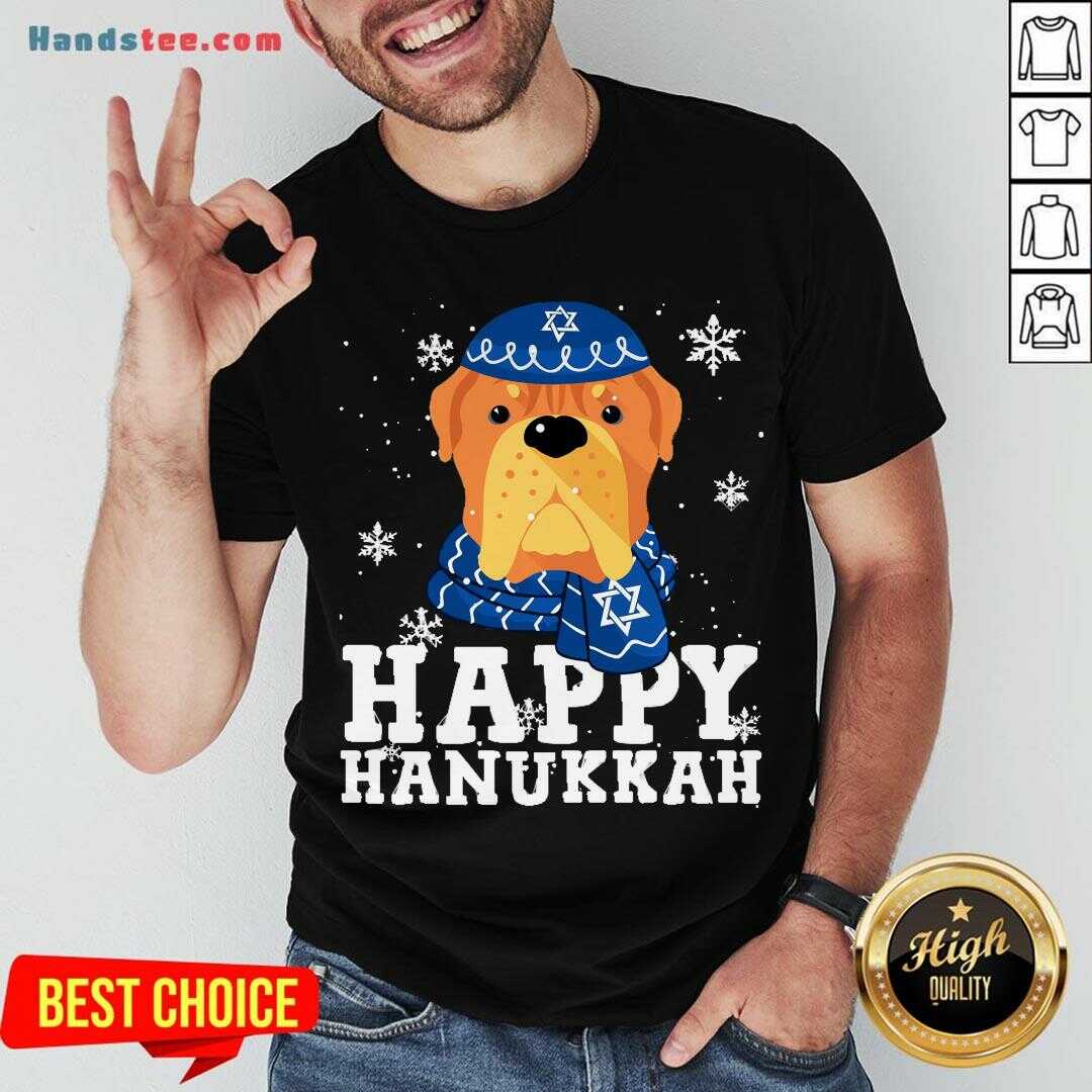 Happy Merry Christmas Happy Hanukkah French Mastiff Dog Funny Noel Xmas Shirt