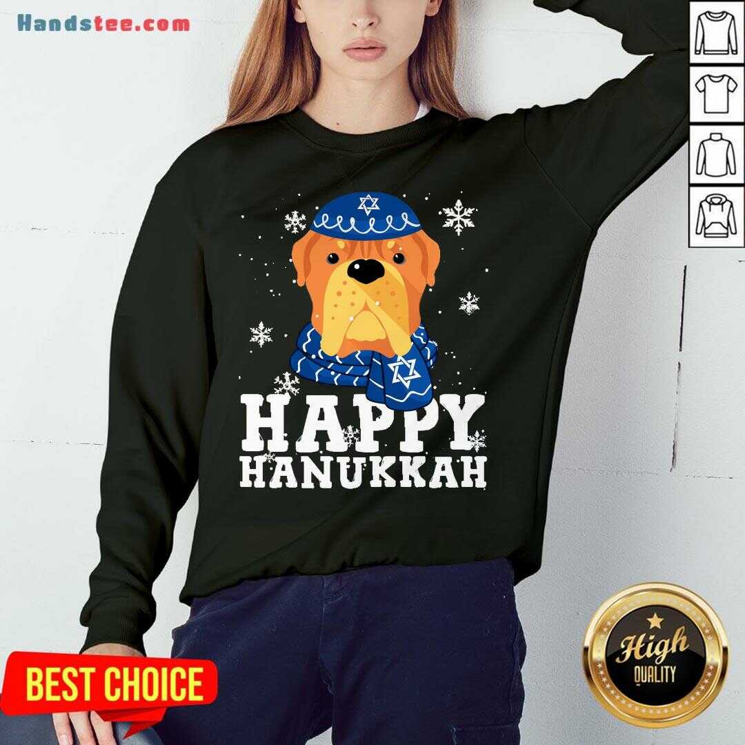 Happy Merry Christmas Happy Hanukkah French Mastiff Dog Funny Noel Xmas Shirt