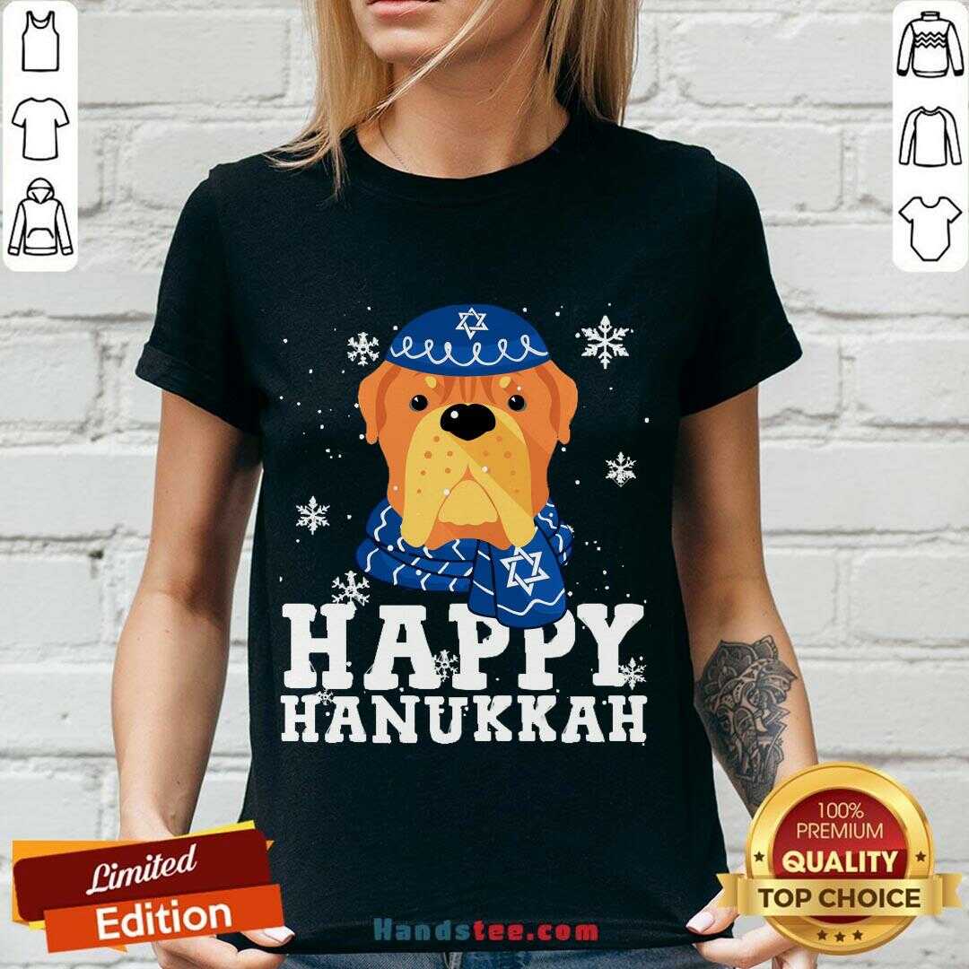 Happy Merry Christmas Happy Hanukkah French Mastiff Dog Funny Noel Xmas Shirt