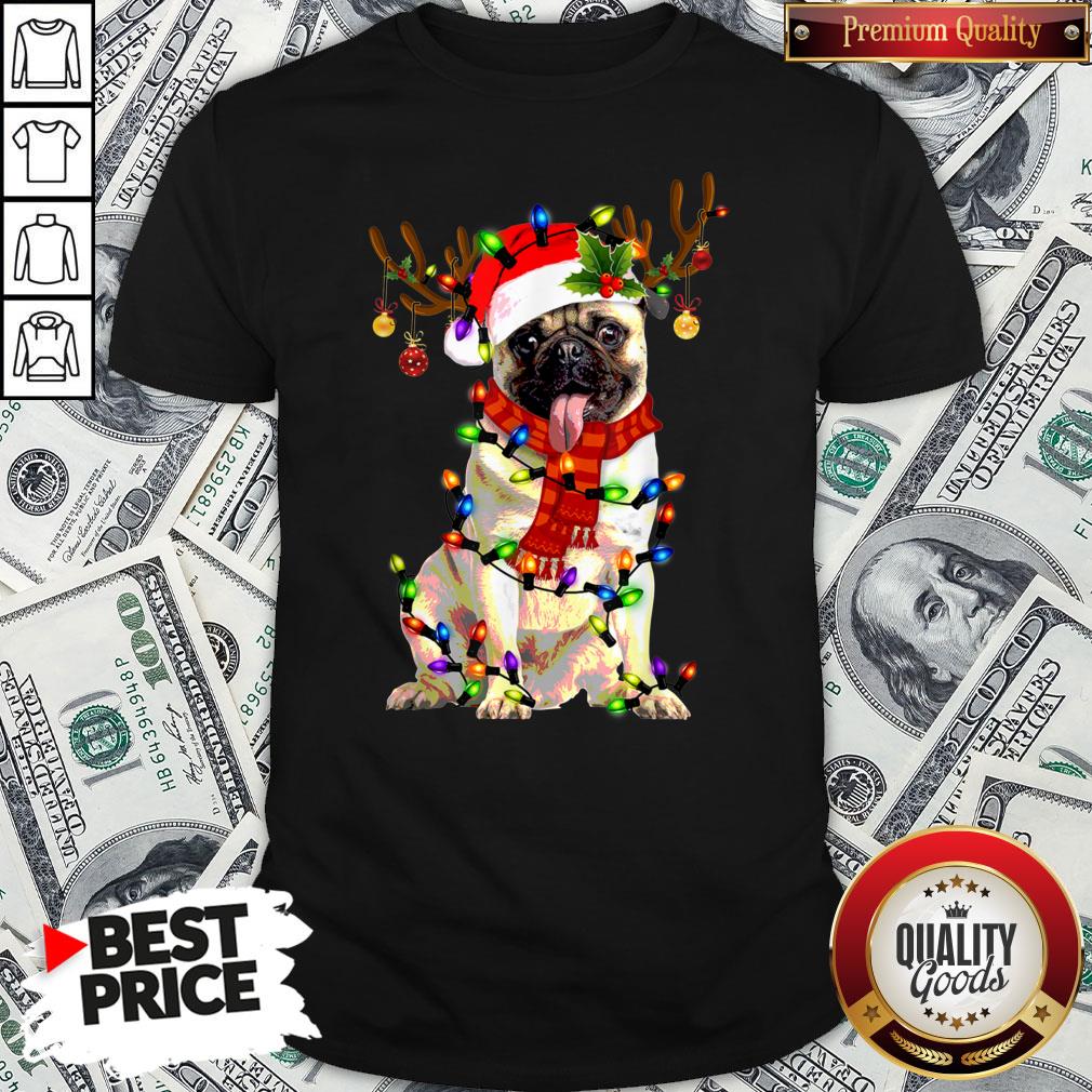 Happy Merry Christmas Santa Pug Reindeer Shirt