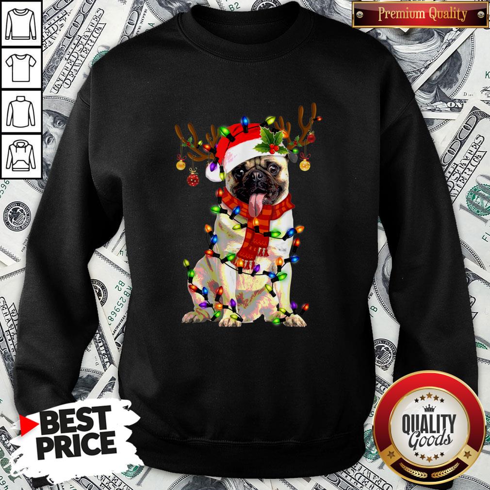 Happy Merry Christmas Santa Pug Reindeer Shirt