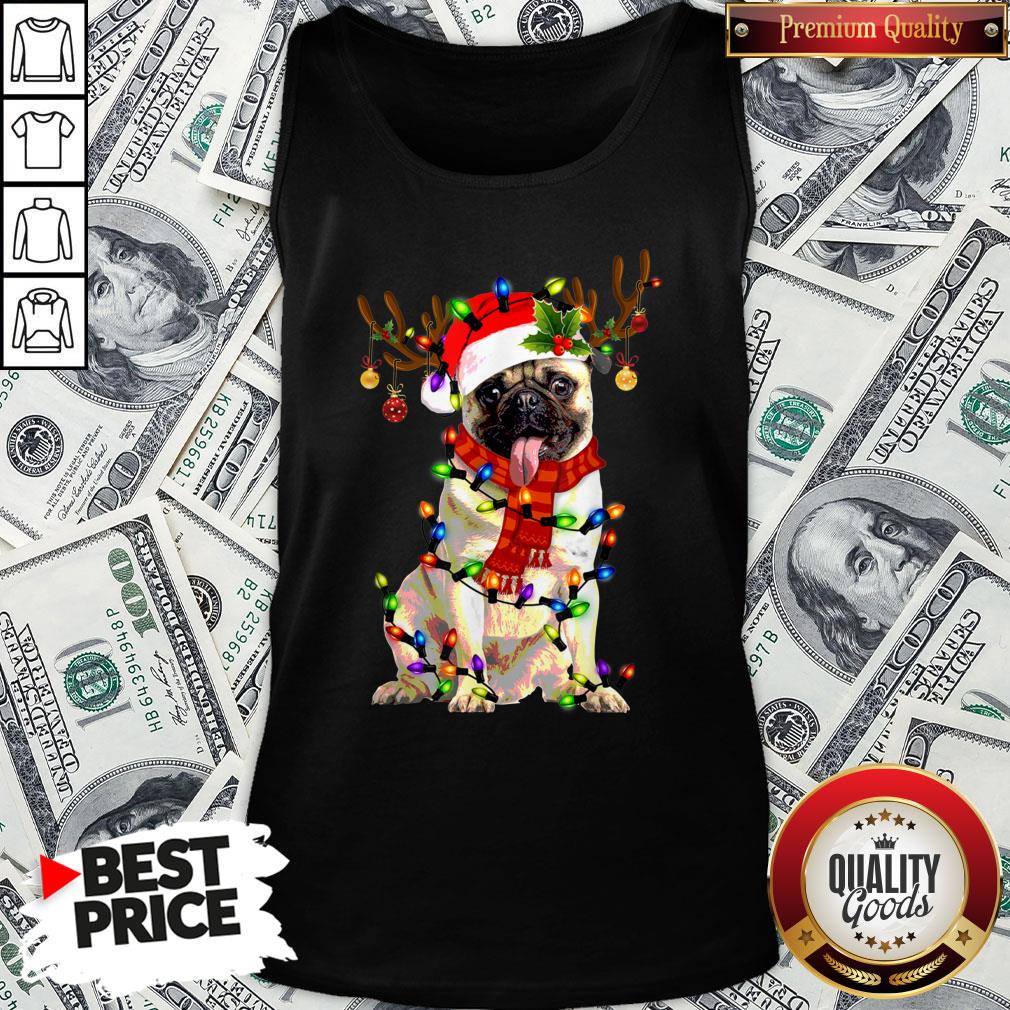 Happy Merry Christmas Santa Pug Reindeer Shirt