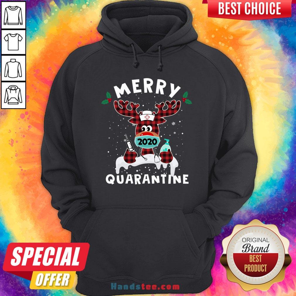 Happy Merry Quarantine Reindeer Wearing Mask Christmas Nurse T-Shirt