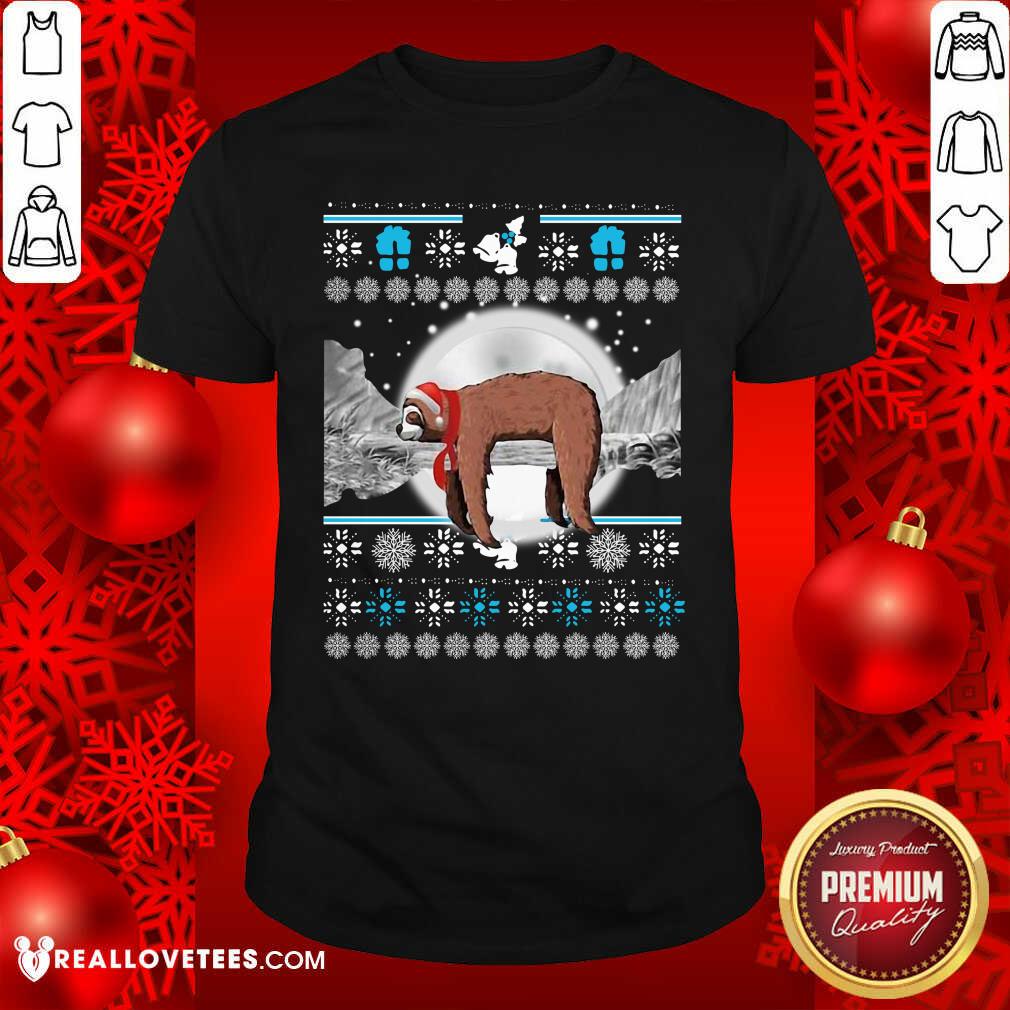 Happy Sloth Hat Santa Sleep Ugly Christmas Shirt