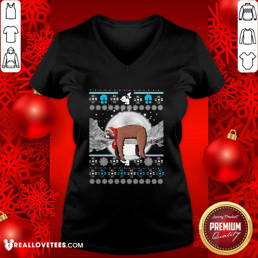 Happy Sloth Hat Santa Sleep Ugly Christmas Shirt