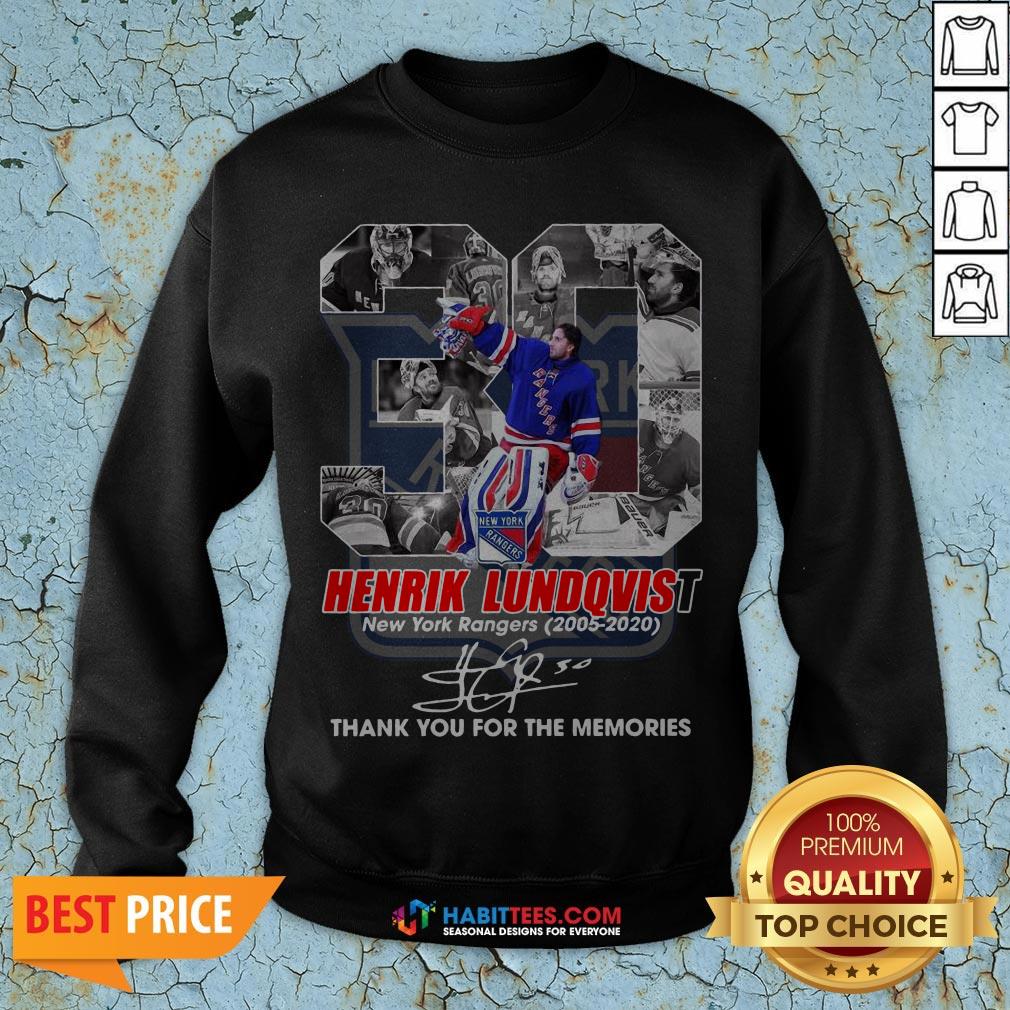 Henrik Lundqvist New York Rangers 2005 2020 Thank You For The Memories Shirt