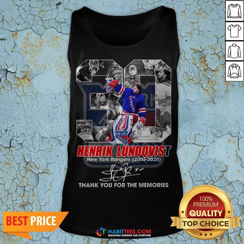Henrik Lundqvist New York Rangers 2005 2020 Thank You For The Memories Shirt