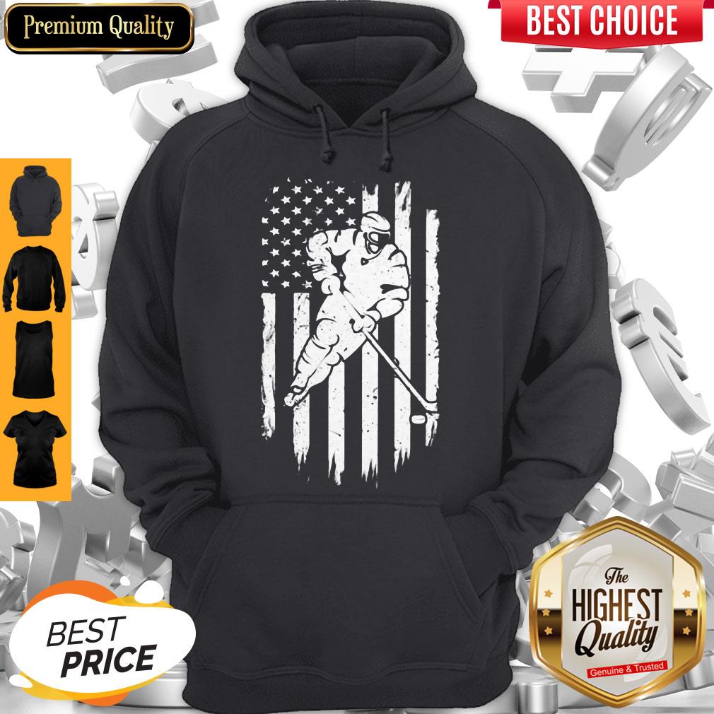Hockey American Flag Veteran Independence Day Shirt