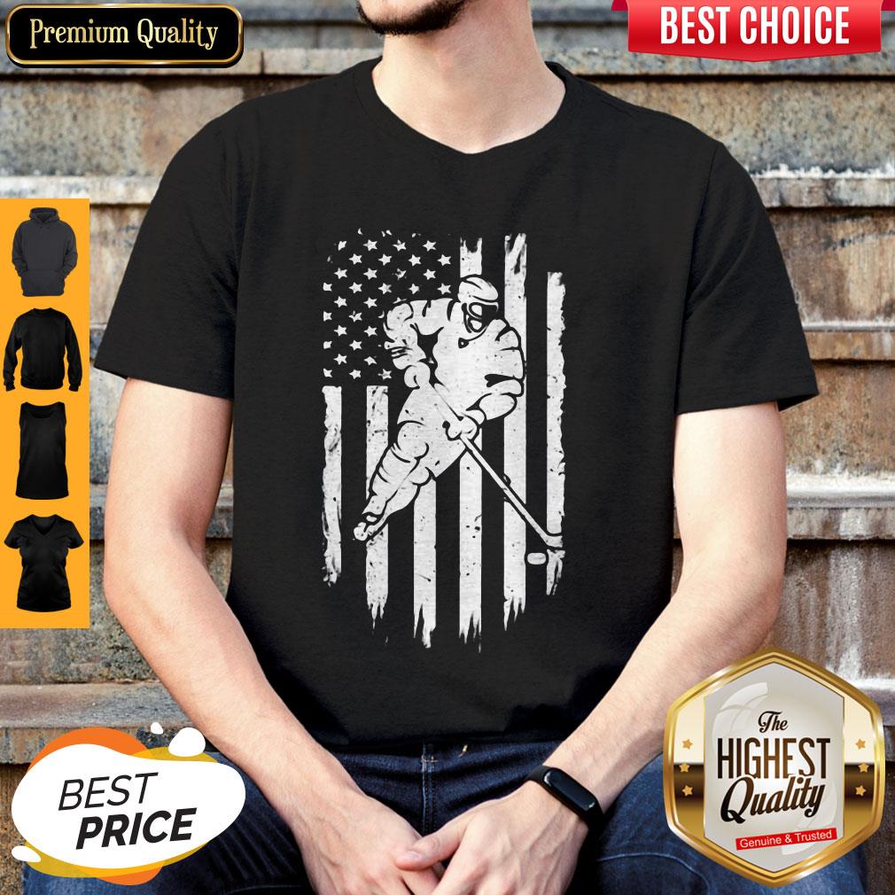 Hockey American Flag Veteran Independence Day Shirt