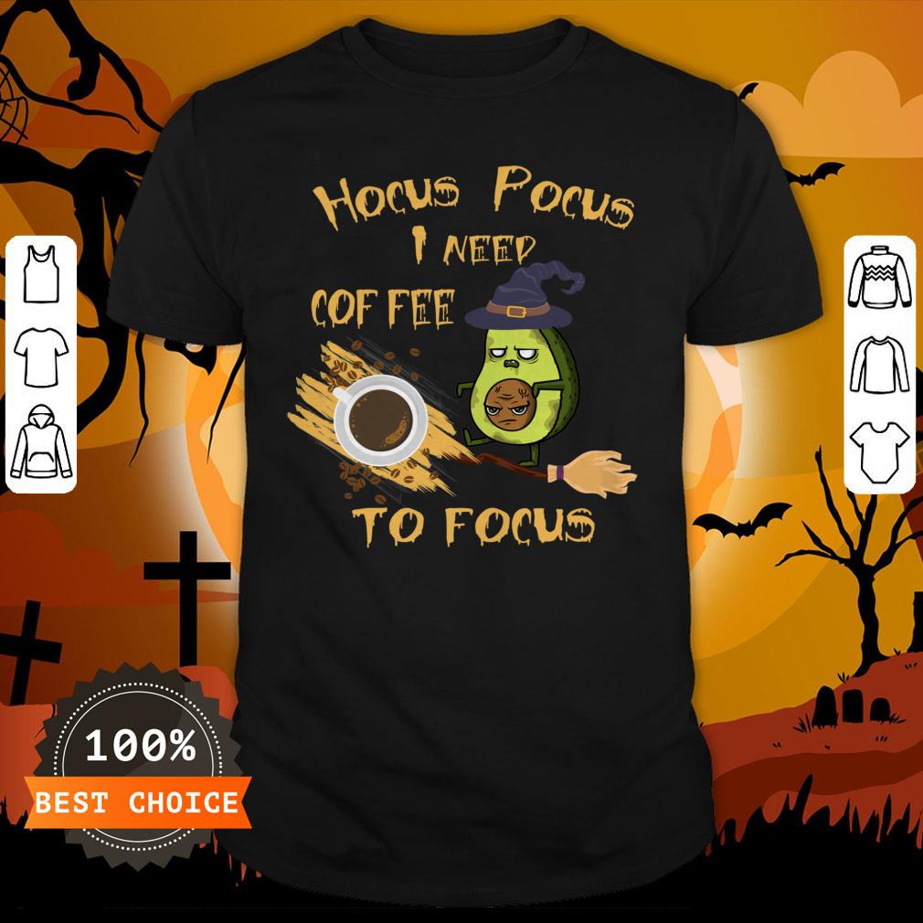 Hocus Pocus I Need Coffee To Focus Avocado Scary Face Halloween Shirt