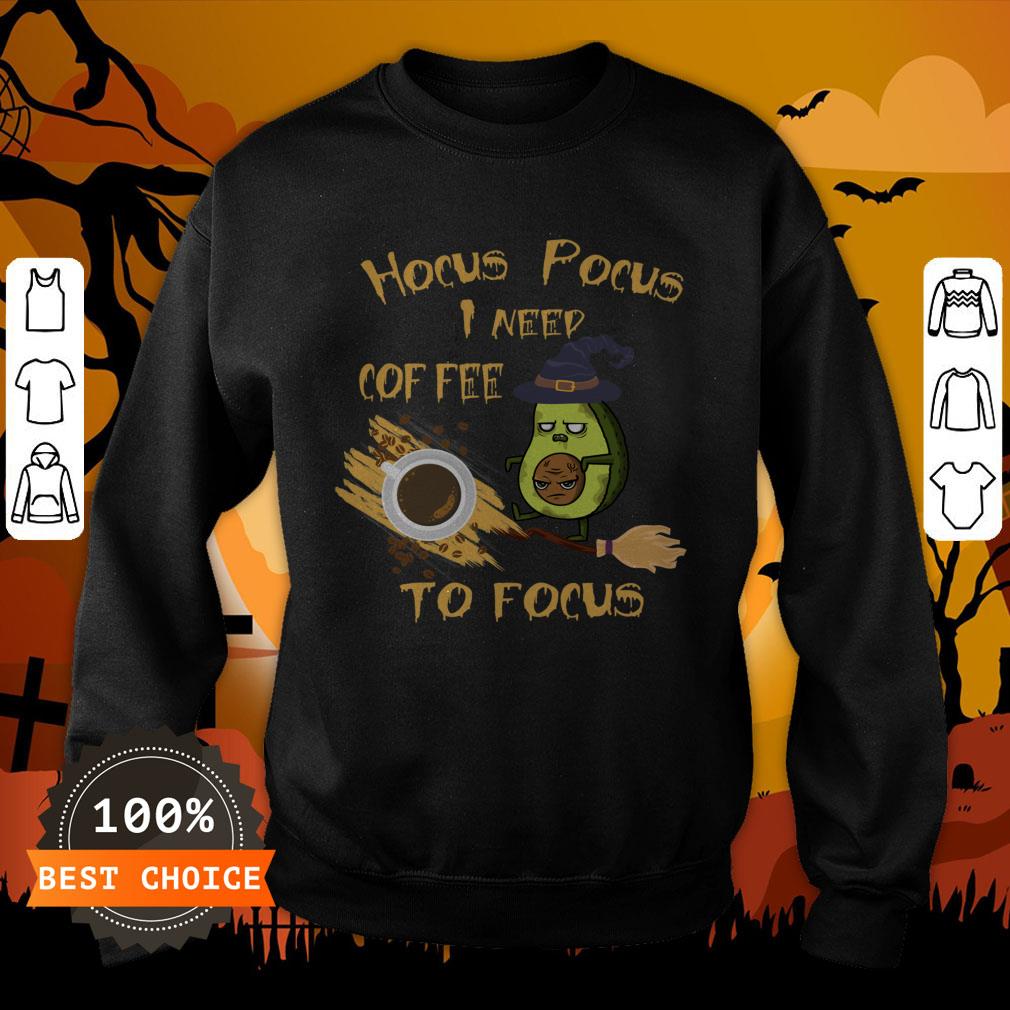 Hocus Pocus I Need Coffee To Focus Avocado Scary Face Halloween Shirt