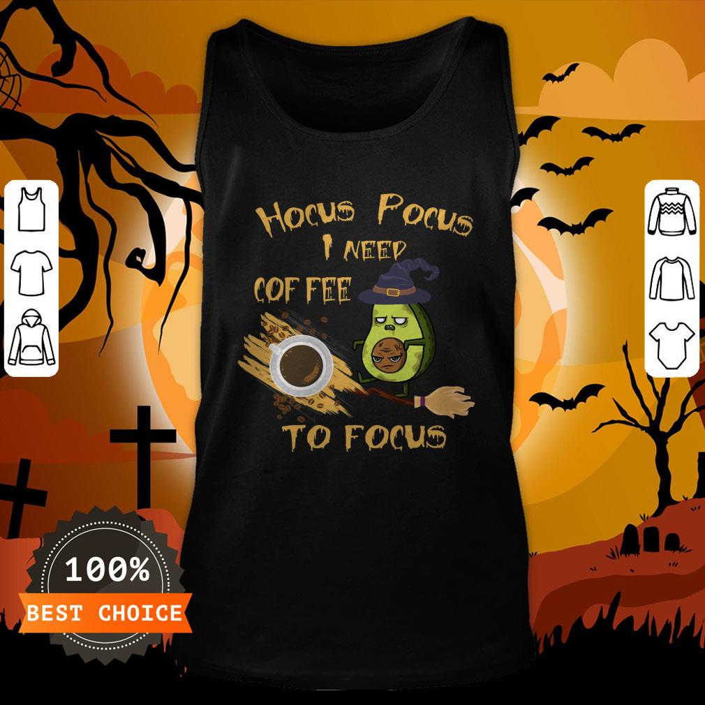Hocus Pocus I Need Coffee To Focus Avocado Scary Face Halloween Shirt
