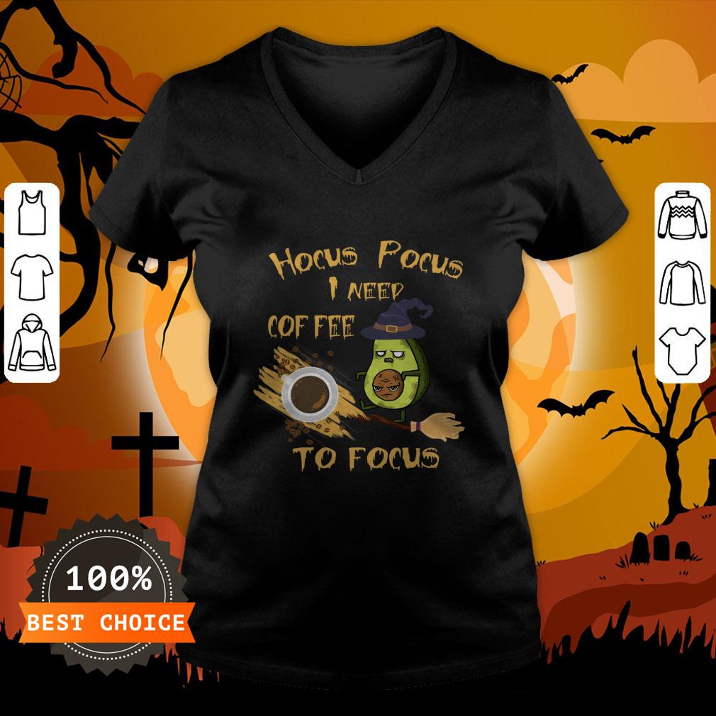 Hocus Pocus I Need Coffee To Focus Avocado Scary Face Halloween Shirt