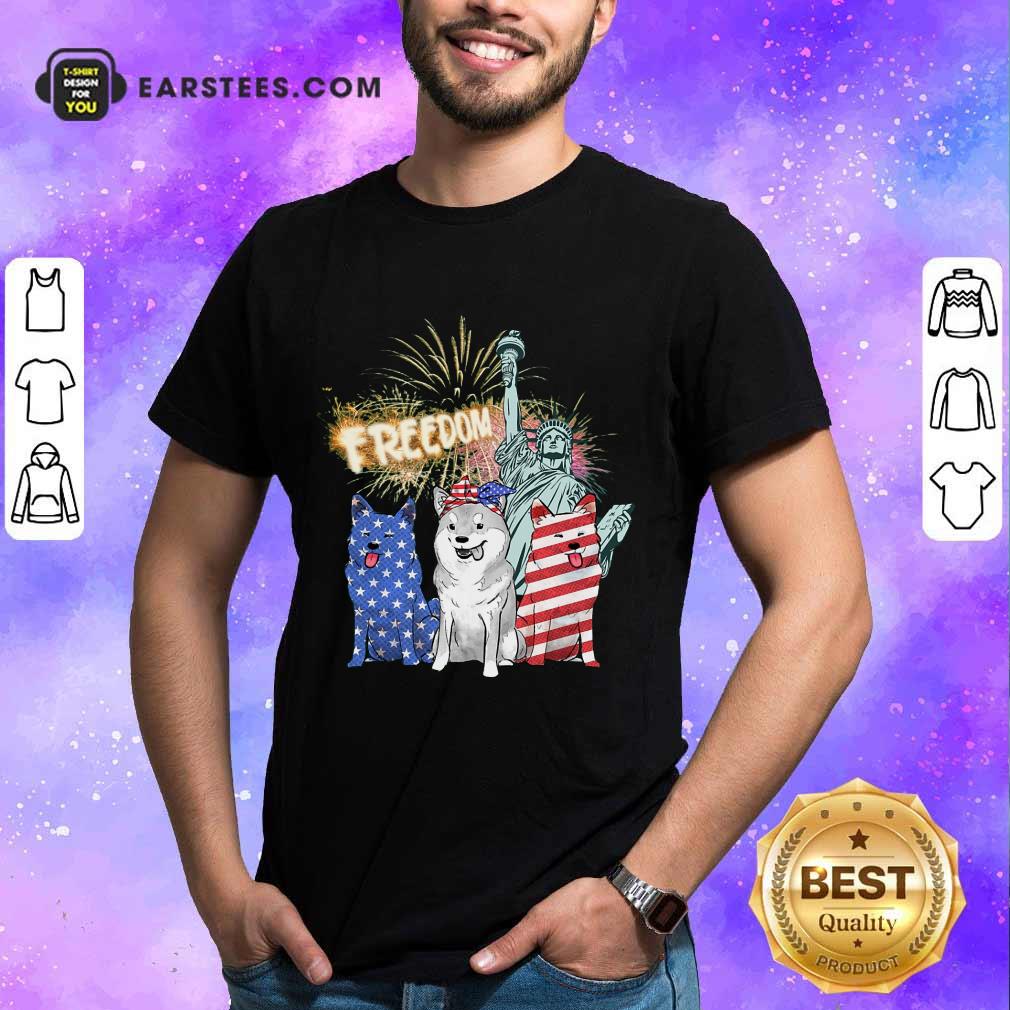 Hot Freedom Shiba Inu Statue Of Liberty USA Flag Shirt