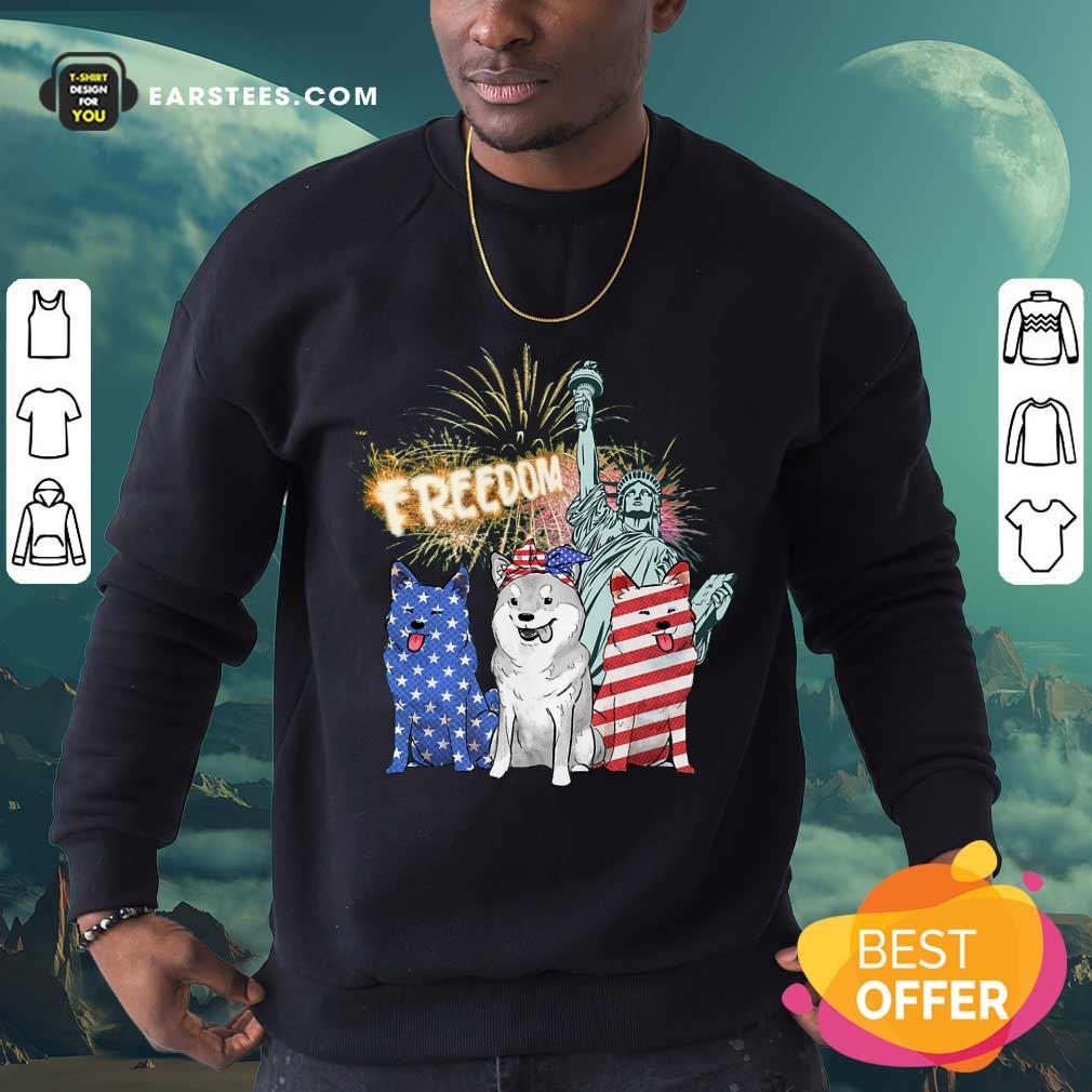 Hot Freedom Shiba Inu Statue Of Liberty USA Flag Shirt