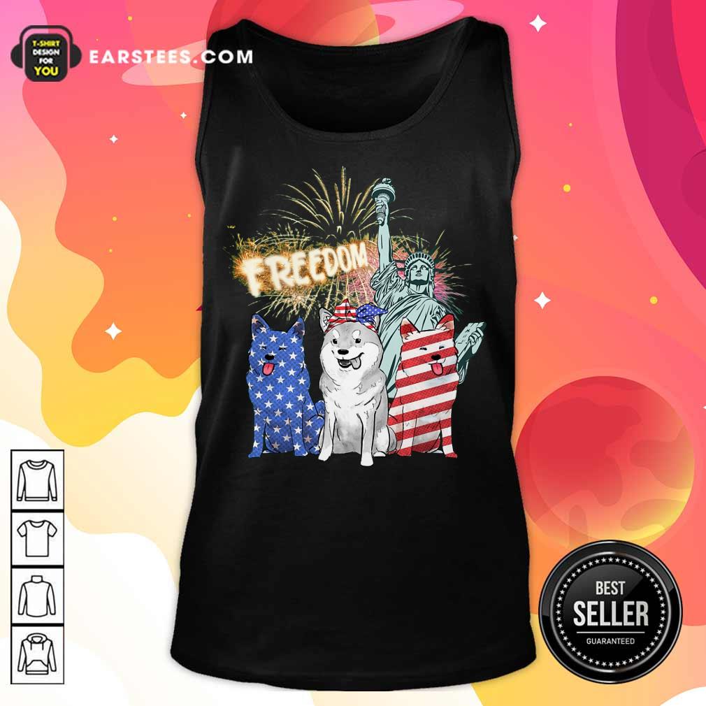 Hot Freedom Shiba Inu Statue Of Liberty USA Flag Shirt