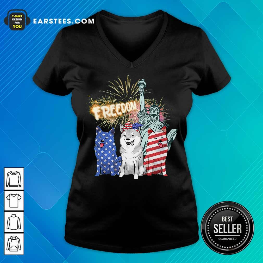 Hot Freedom Shiba Inu Statue Of Liberty USA Flag Shirt