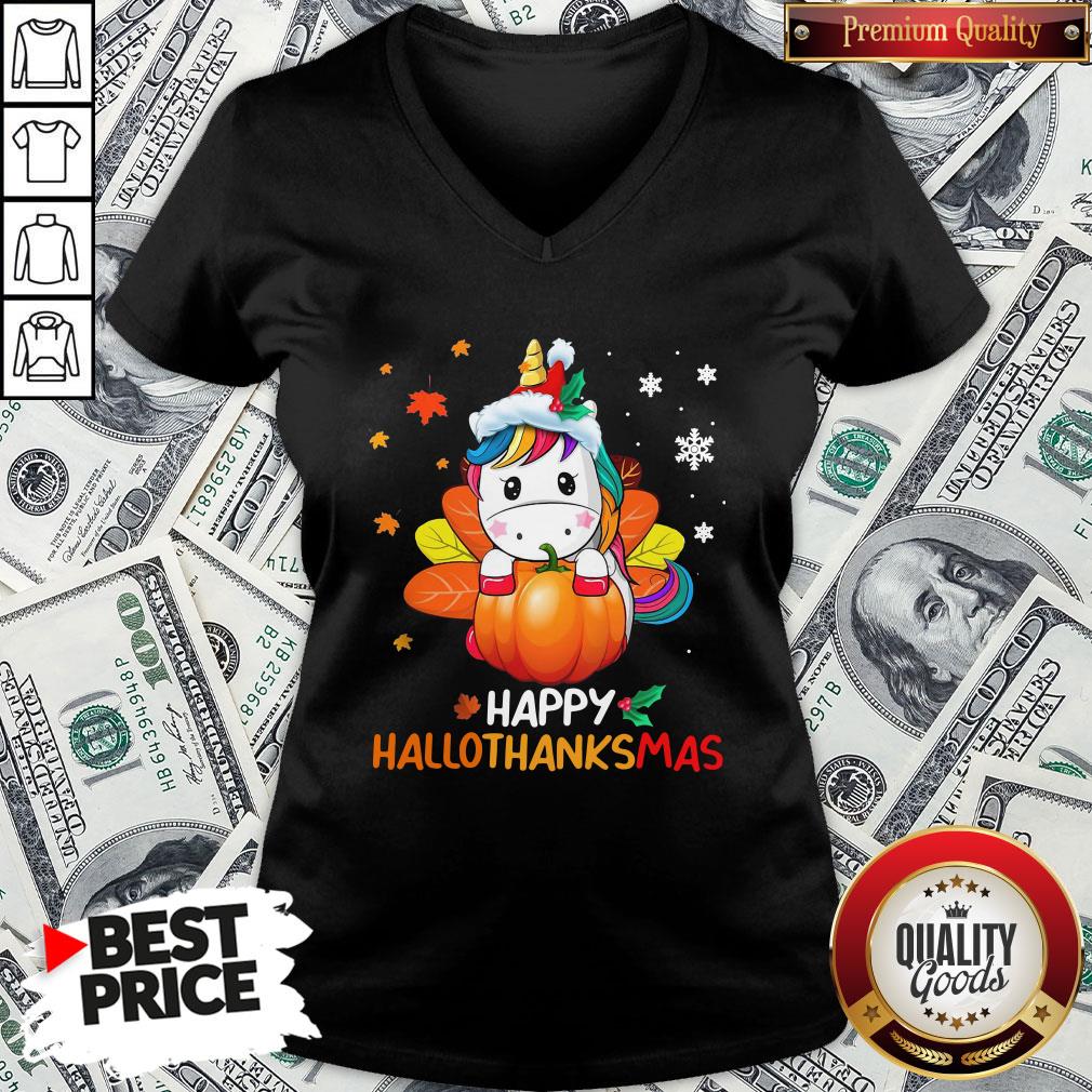 Hot Unicorn Happy Hallothanksmas Shirt