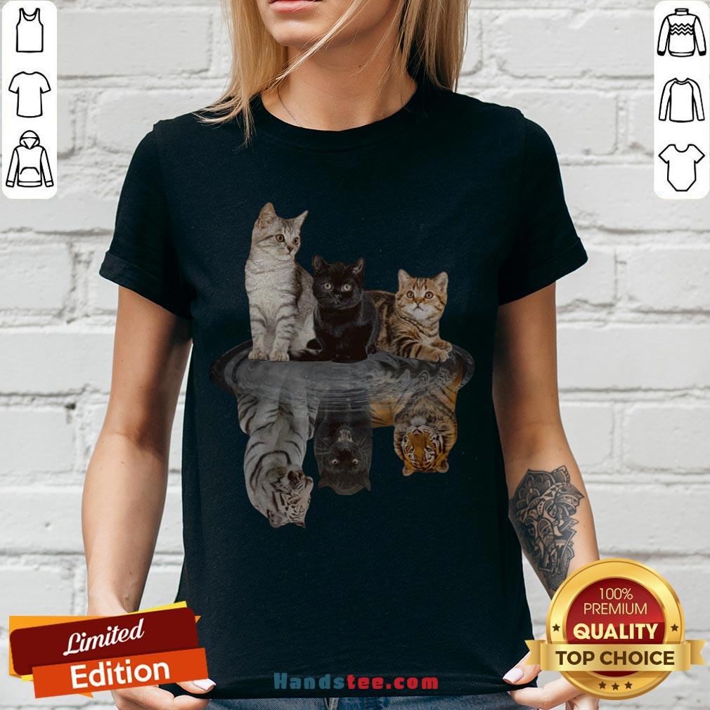Awesome The Cats Water Mirror Reflection Tigers Shirt