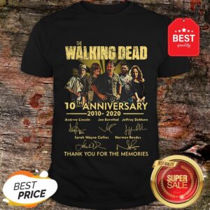 Nice The Walking Dead 10th Anniversary 2010 2020 Signatures Thank You For The Memories Shirt