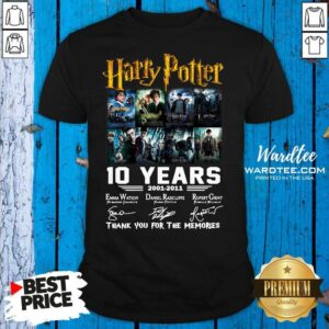 Top Harry Potter 10 Years 2001 2011 Thank You For The Memories Signatures Shirt