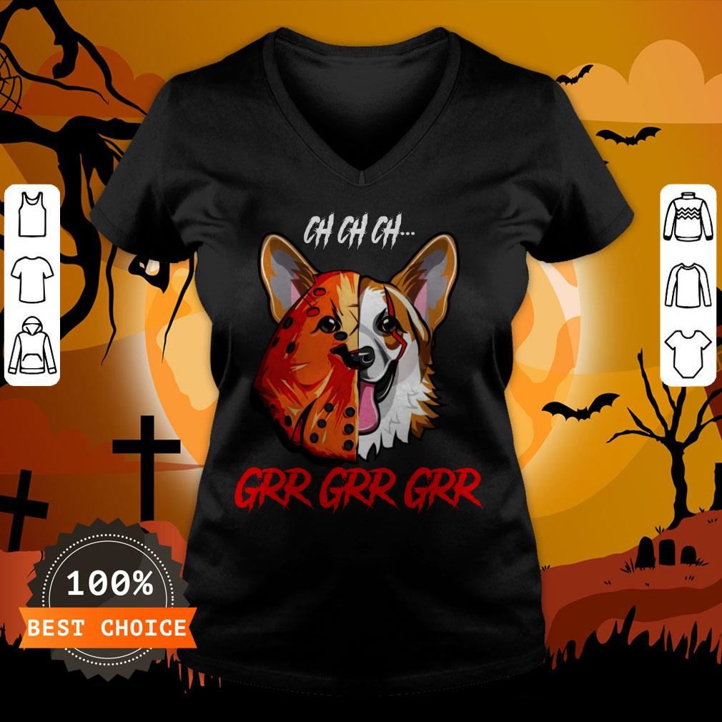 Jason Voorhees Corgi Ch Ch Ch Grr Grr Grr Halloween T-Shirt