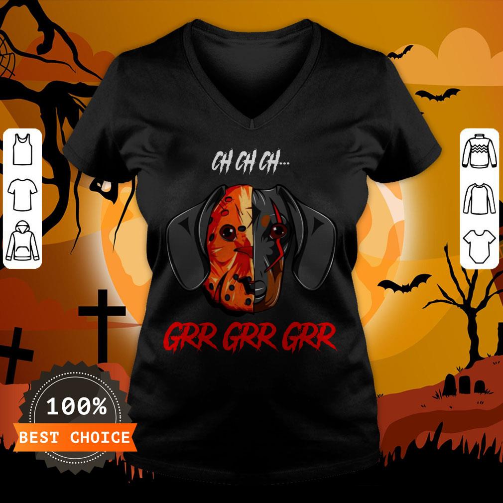 Jason Voorhees Dachshund Ch Ch Ch Grr Grr Grr Halloween T-Shirt