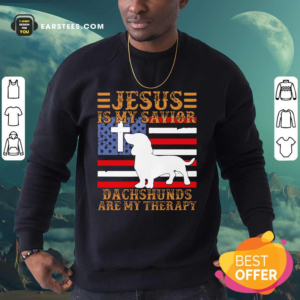 Jesus Is My Savior Dachshunds Are My Therapy American Flag Shirt