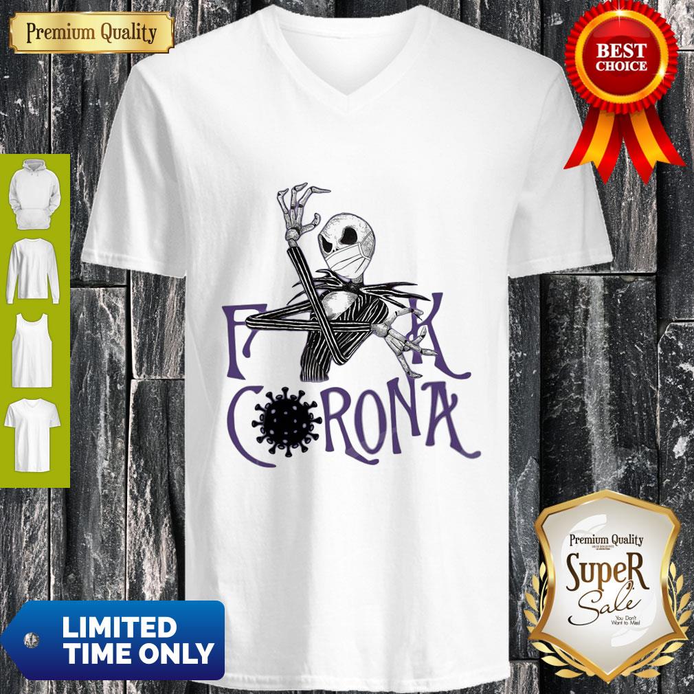 Top Jack Skellington Face Mask Fuck Coronavirus Covid 19 Shirt