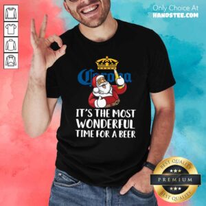 Awesome Hot Santa Claus Drink Corona Extra It's The Most Wonderful Time For A Beer Christmas Shirt