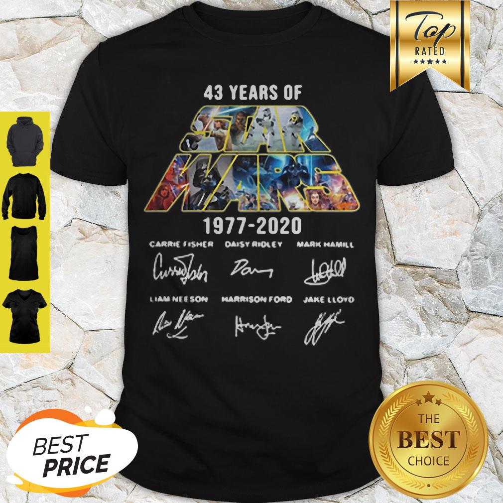 43 Years Of Star Wars 1977-2020 Signatures Carrie Fisher Shirt
