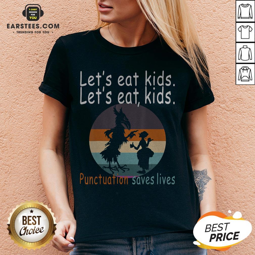 Let's Eat Kids Punctuation Saves Lives Teacher Halloween Vintage Retro Shirt