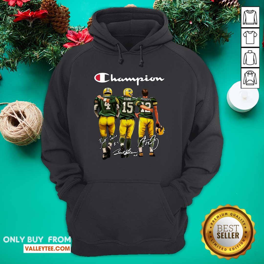 Lovely Green Bay Packers Favre Starr Rodgers 2021 Champion Signatures Shirt