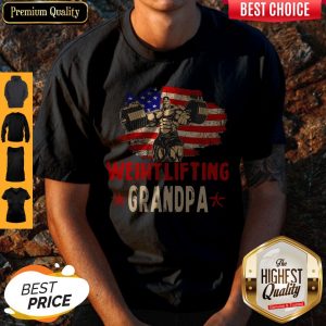 Pretty American Flag Weightlifting Grandpa Shirt