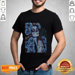 Day Of The Dead Blue Sugar Skull Girl Shirt