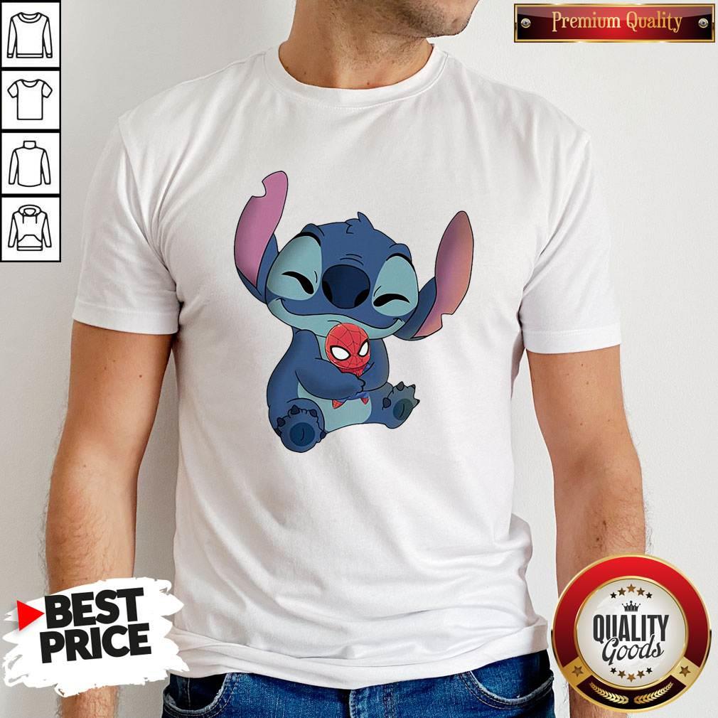 Nice Baby Stitch Hug Baby Spider Man Shirt