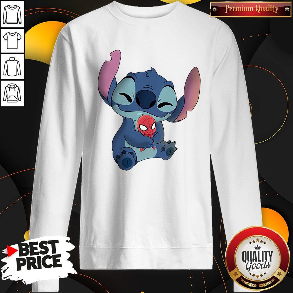 Nice Baby Stitch Hug Baby Spider Man Shirt