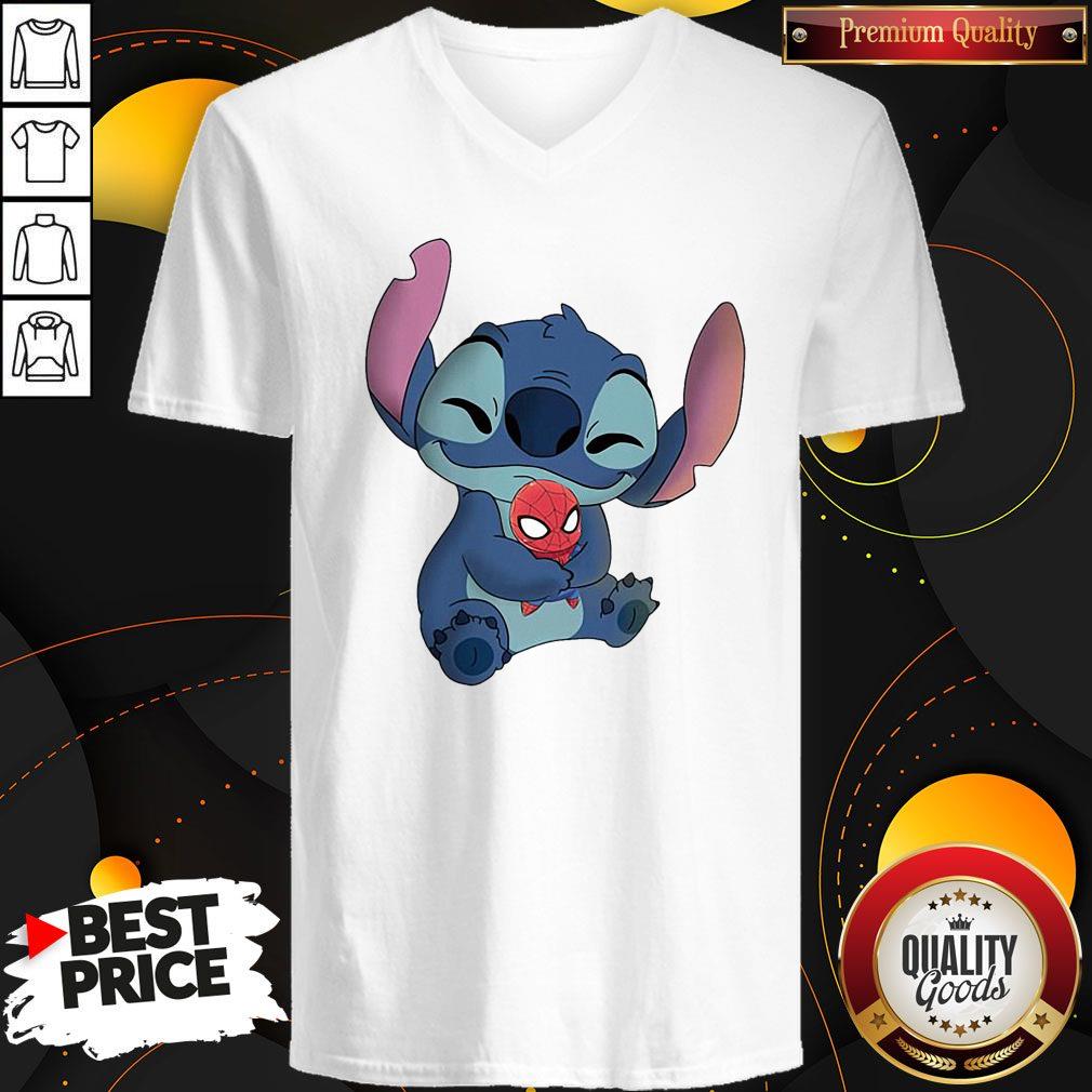 Nice Baby Stitch Hug Baby Spider Man Shirt