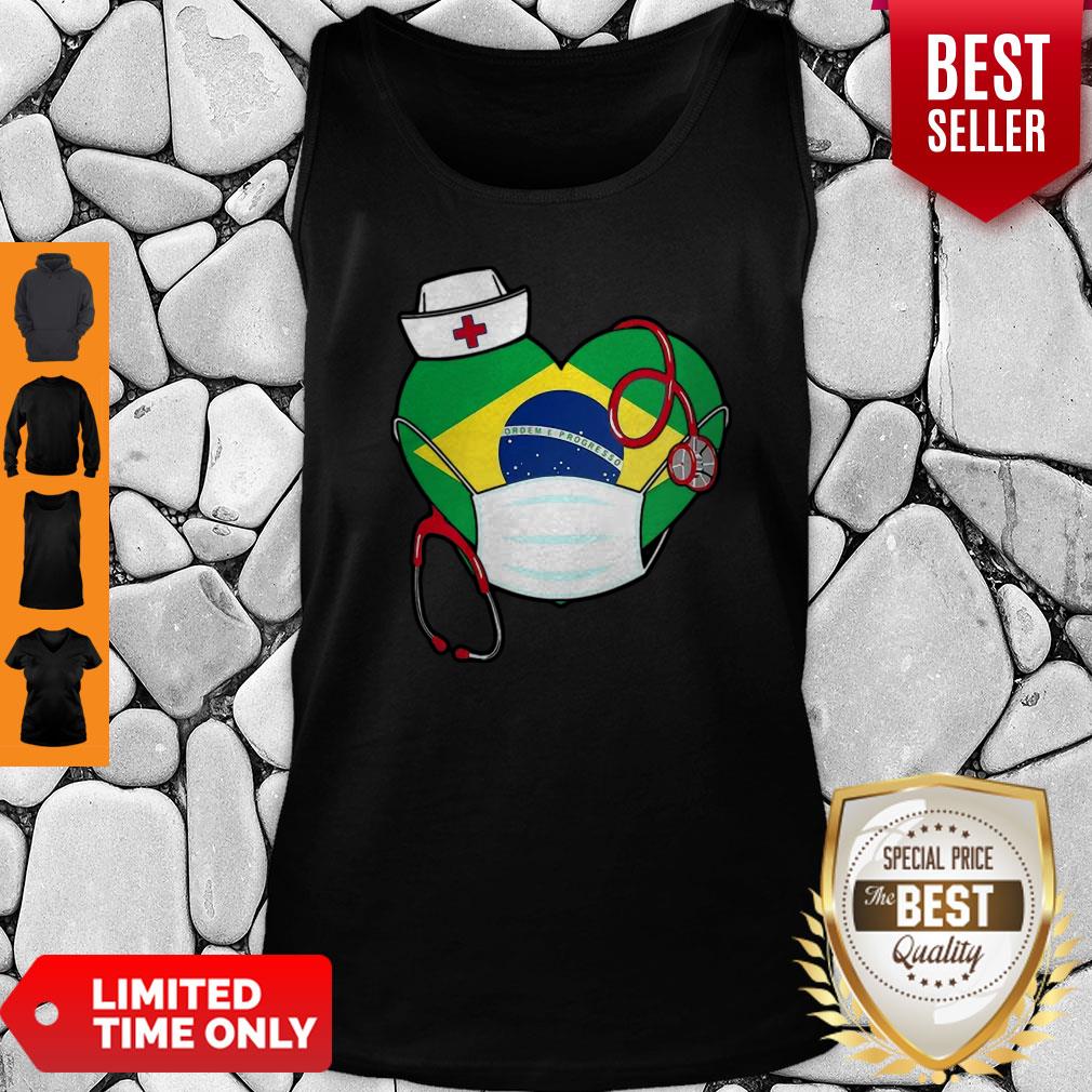 Nice Brazil Nurse Heart Stethoscope Shirt