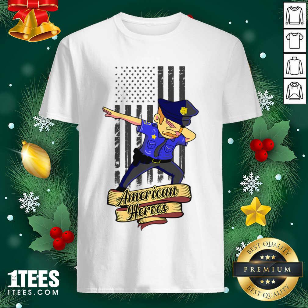 Nice Dabbing Police Man Ameican Heroes Us Flag Shirt