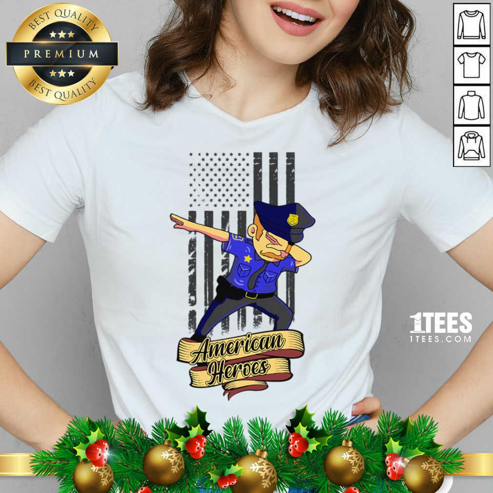 Nice Dabbing Police Man Ameican Heroes Us Flag Shirt