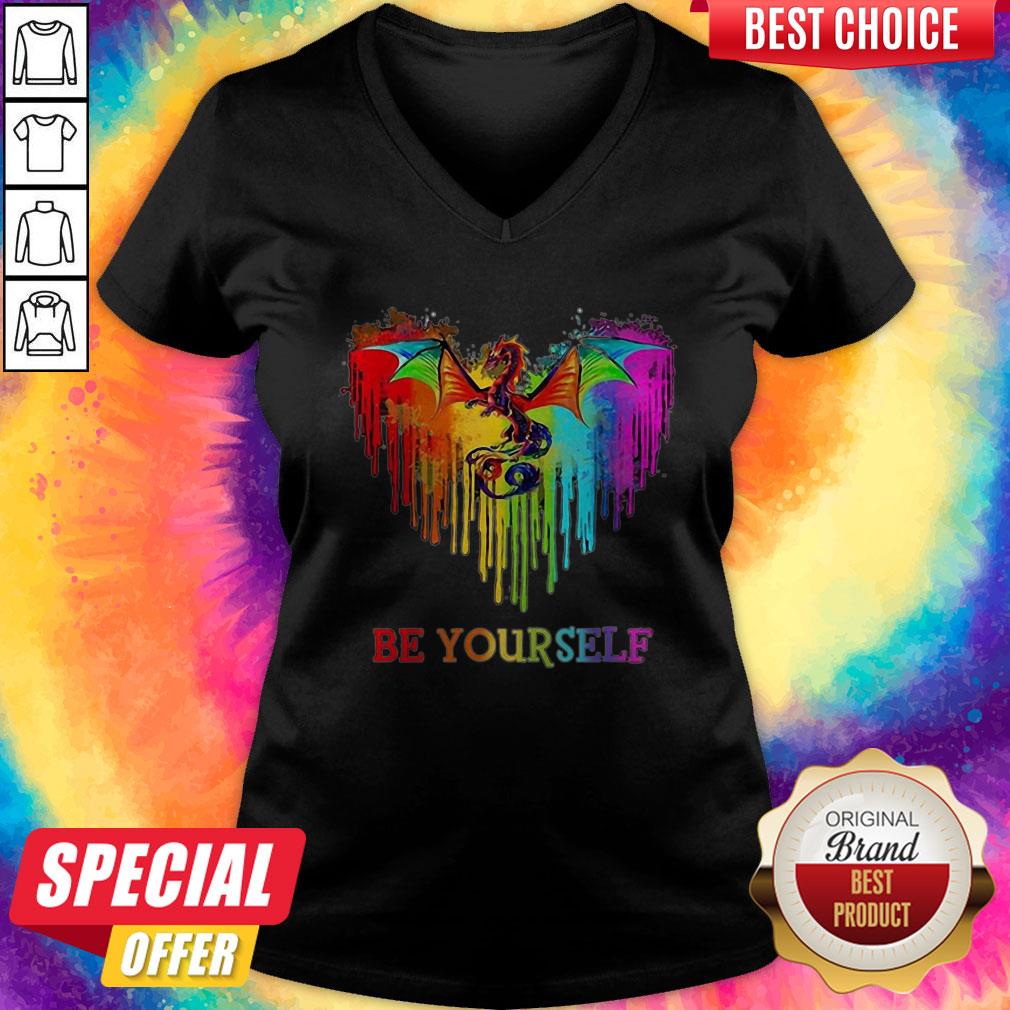 Nice Dragon Heart Watercolor Be Yourself LGBT Shirt