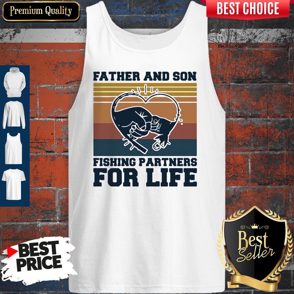 Nice Father And Son Fishing Partners For Life Hand Heart Vintage Shirt