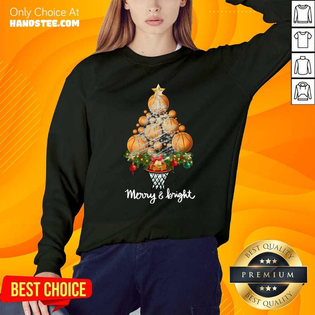 Nice Good Volleyball Merry And Bright Christmas Tree Shirt