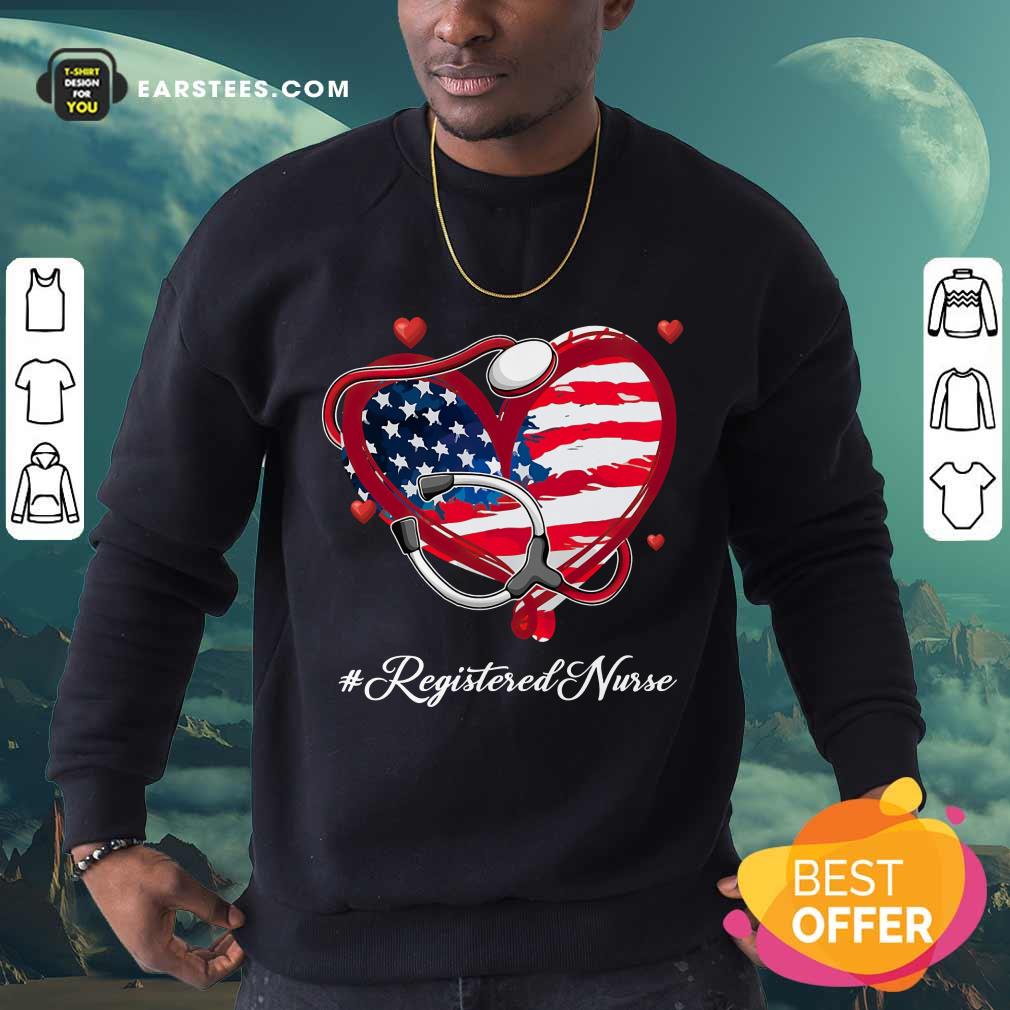 Nice Heart American Flag Registered Nurse Shirt