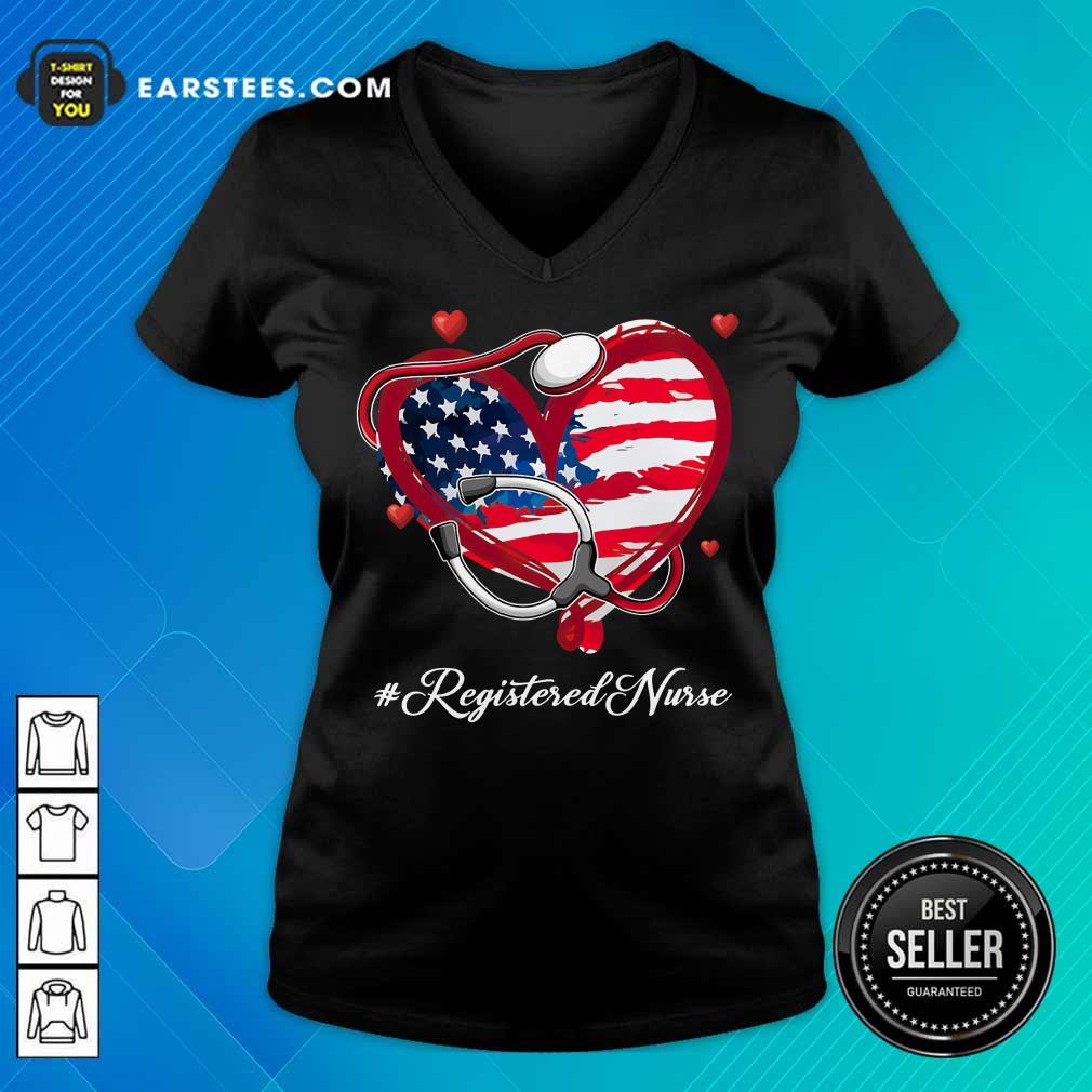 Nice Heart American Flag Registered Nurse Shirt